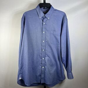 Land's End Shirt Button Down Dress 16.5 33 Blue Supima No Iron TailoredFit L-XL